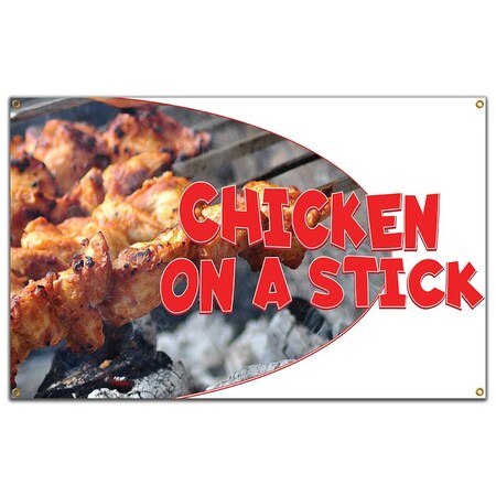 Signmission Chicken On A Stick Banner Concession Stand Food Truck Single Sided B-120 Chicken On A Stick19